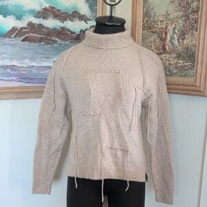 Stylish Beige Cashmere Turtleneck Sweater